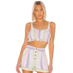 MAJORELLE Everest CROP Top in Pastel Multi Stripe LARGE NWT